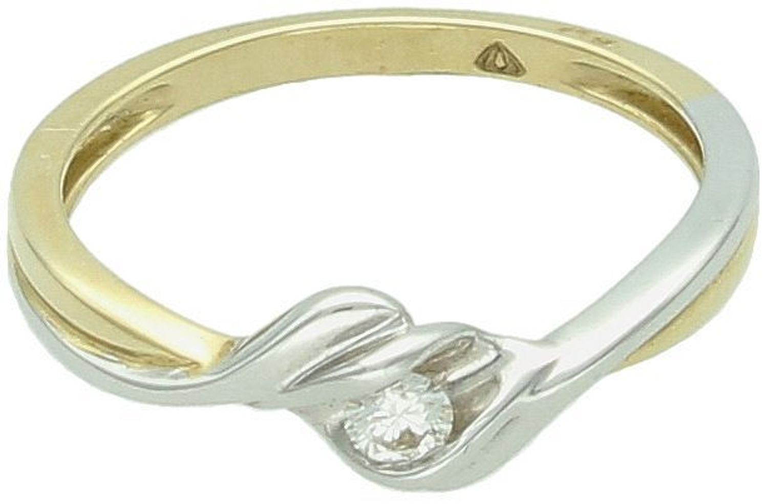 Pierścionek złoty DIAMENT żółte i białe złoto,  jeden diament, przekładany. Złoto i brylanty to wyjątkowe połączenie, które kobiety wprost uwielbiają. Pierścionek ofiarowany ukochanej 1.jpg